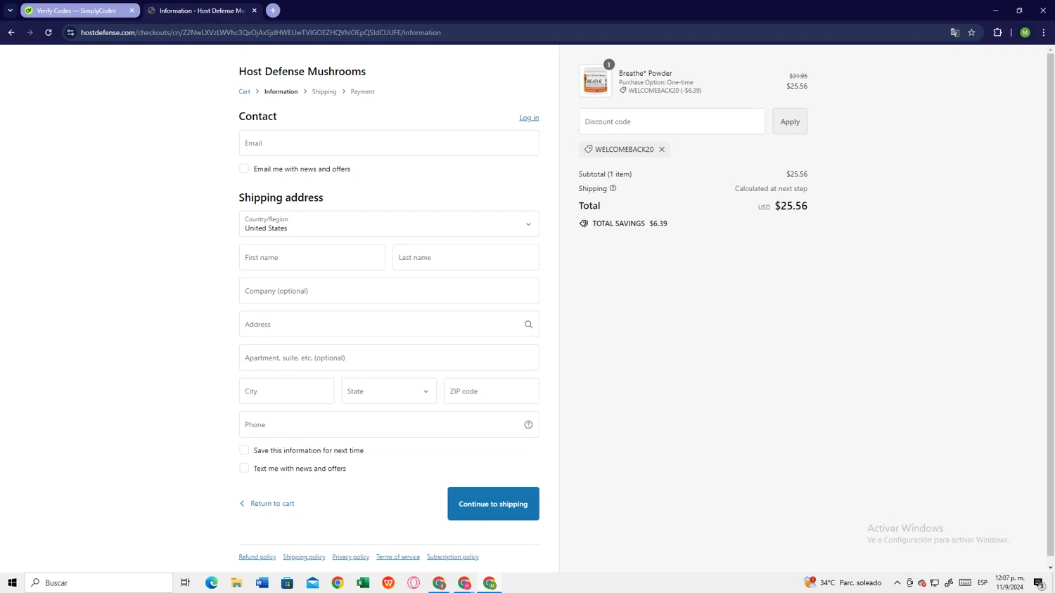 where to use Host Defense promo code box
