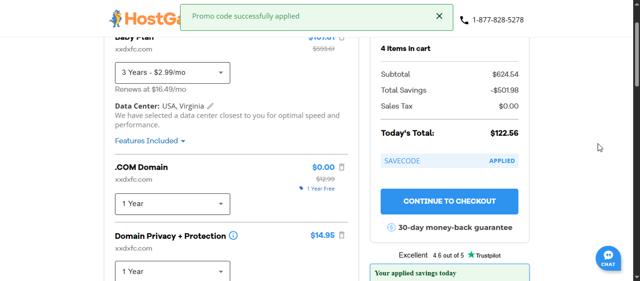 HostGator checkout page showing HostGator promo code box | Screenshot taken by SimplyCodes community member on Sep 9, 2025