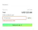 1YFreeDomain coupon verification screenshot