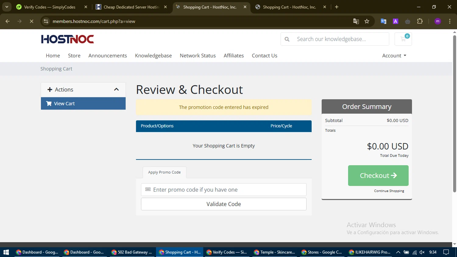 HostNoc promo code screenshot showing code NY2025PMWH applied at HostNoc checkout page. Uploaded by SimplyCodes community member WonderHawk4272 on Mar 10, 2025