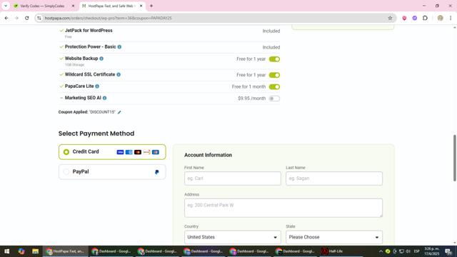 HostPapa checkout page showing HostPapa promo code box | Screenshot taken by SimplyCodes community member on Jun 17, 2025