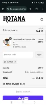 Soft20 coupon verification screenshot