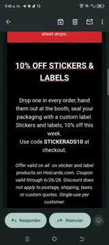 Hot Cards coupon verification screenshot