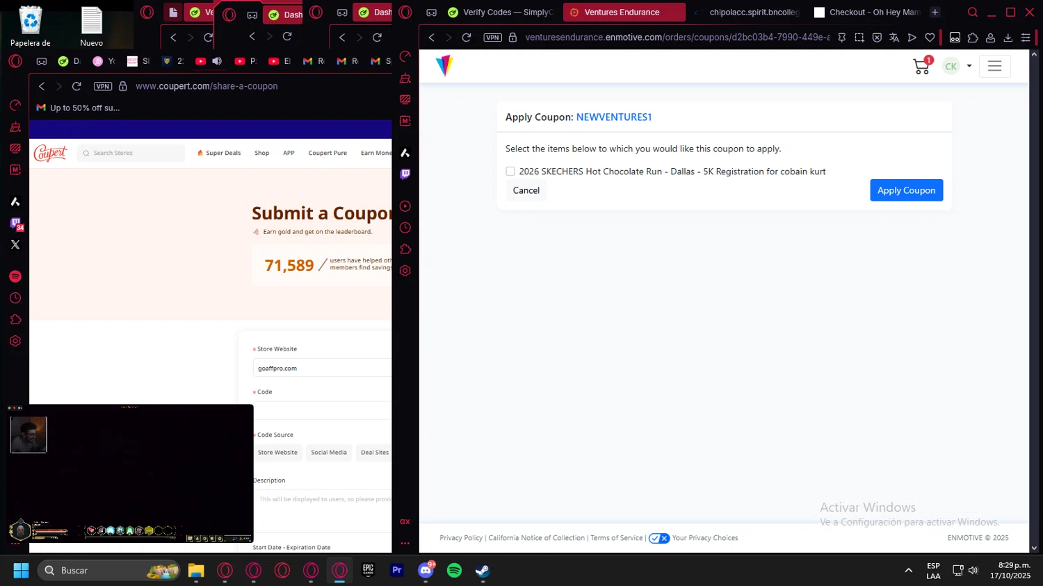 Hot Chocolate 15K/5K checkout page showing Hot Chocolate 15K/5K promo code box | Screenshot taken by SimplyCodes community member on Oct 18, 2025