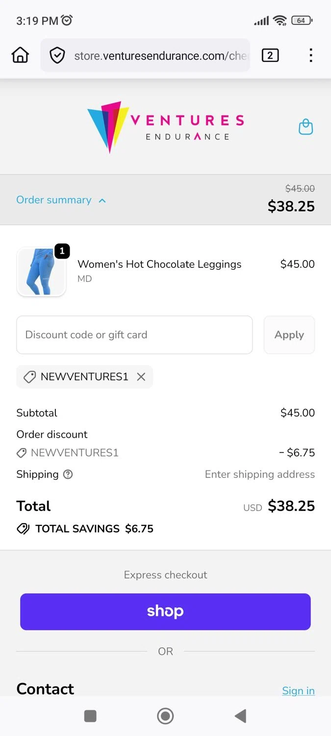 Hot Chocolate 15K/5K promo code screenshot showing code NEWVENTURES1 applied at Hot Chocolate 15K/5K checkout page. Uploaded by SimplyCodes community member Phoenix585 on Nov 1, 2025