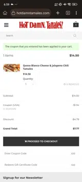 USA coupon verification screenshot