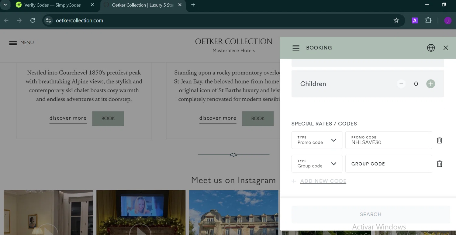 Hotel du Cap-Eden-Roc checkout page showing Hotel du Cap-Eden-Roc promo code box | Screenshot taken by SimplyCodes community member on Nov 17, 2024