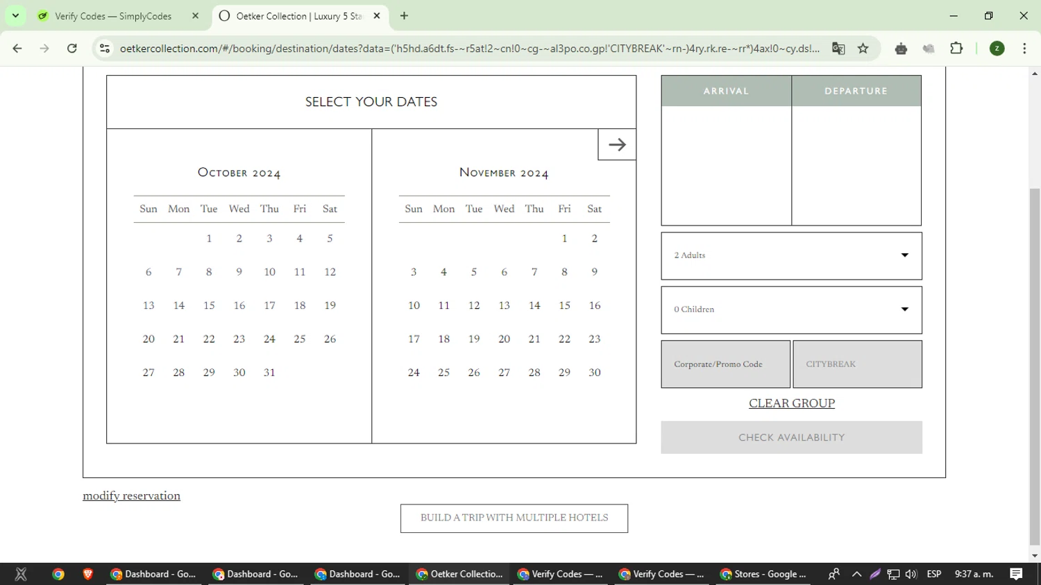 Hotel du Cap-Eden-Roc checkout page showing Hotel du Cap-Eden-Roc promo code box | Screenshot taken by SimplyCodes community member on Oct 19, 2024