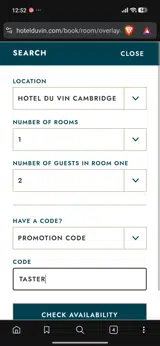 TASTER coupon verification screenshot