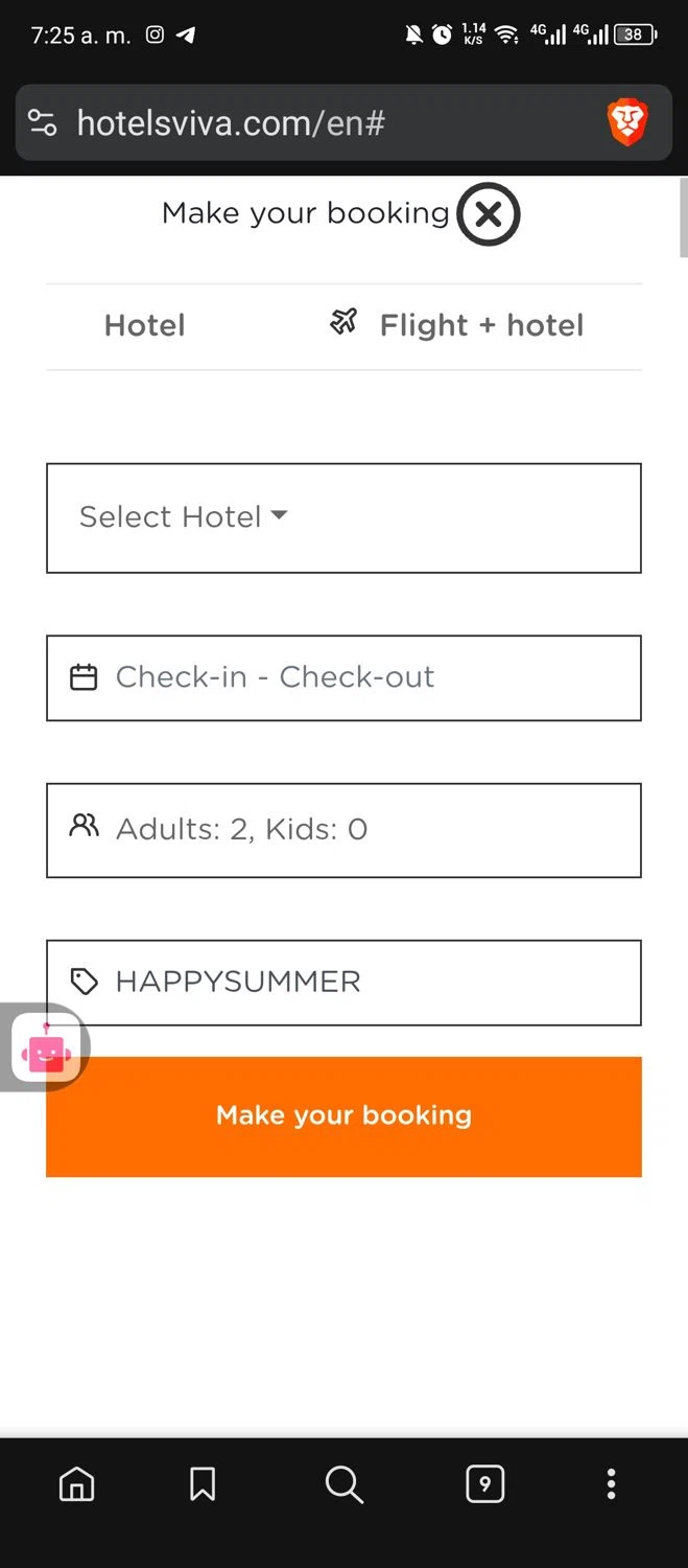 Hotels Viva discount code screenshot showing code HAPPYSUMMER applied at Hotels Viva checkout page. Uploaded by SimplyCodes community member MrWolf on Nov 15, 2025