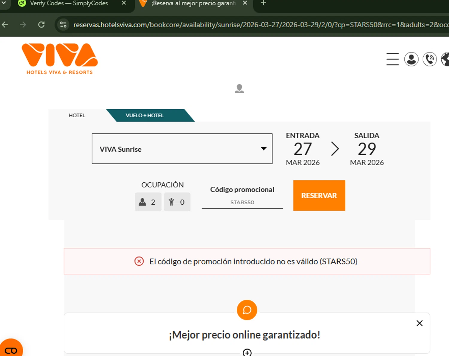 Hotels Viva discount code screenshot showing code HAPPYSUMMER applied at Hotels Viva checkout page. Uploaded by SimplyCodes community member ShrewdBoss4152 on Dec 14, 2025