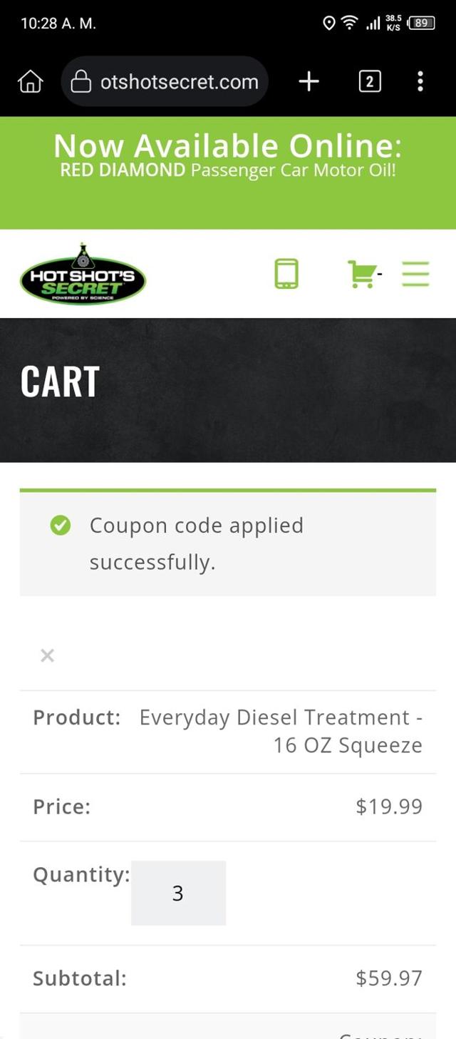Hot Shot's Secret checkout page showing Hot Shot's Secret discount code box | Screenshot taken by SimplyCodes community member on Aug 25, 2025