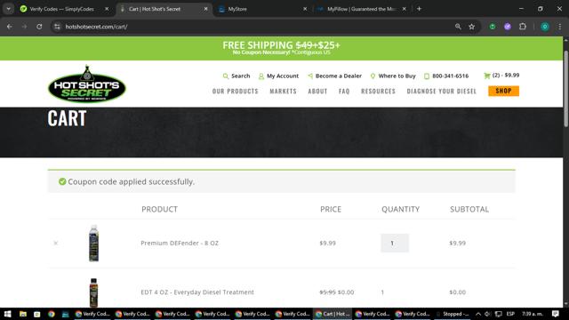 Hot Shot's Secret checkout page showing Hot Shot's Secret discount code box | Screenshot taken by SimplyCodes community member on Sep 7, 2025