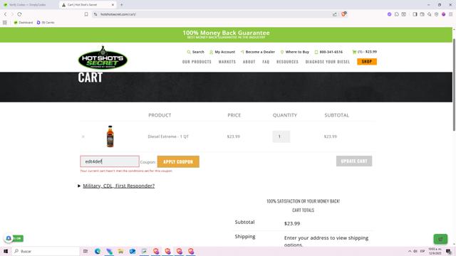 Hot Shot's Secret checkout page showing Hot Shot's Secret discount code box | Screenshot taken by SimplyCodes community member on Sep 12, 2025