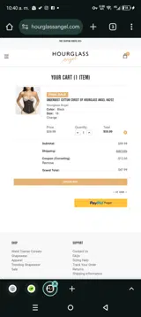 CORSETING coupon verification screenshot