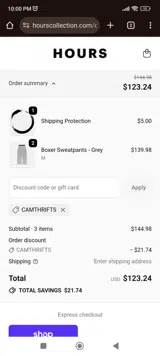 CAMTHRIFTS coupon verification screenshot