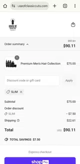 SLIM coupon verification screenshot