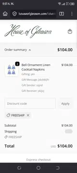 FREESHIP coupon verification screenshot