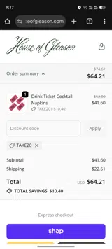TAKE20 coupon verification screenshot