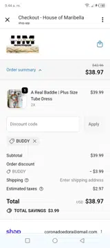 BUDDY coupon verification screenshot