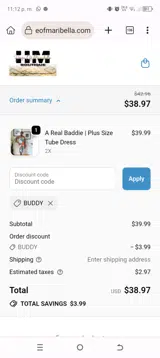 BUDDY coupon verification screenshot