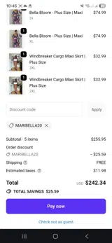 Maribella20 coupon verification screenshot