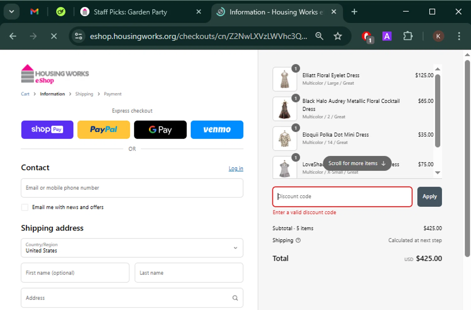 Housing Works eShop promo code screenshot showing code THANKYOU30 applied at Housing Works eShop checkout page. Uploaded by SimplyCodes community member Keilynkeyonshea on Apr 2, 2025