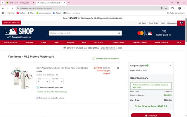 Houston Astros checkout page showing Houston Astros promo code box | Screenshot taken by SimplyCodes community member on Sep 10, 2025