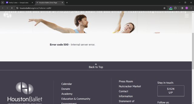 Houston Ballet checkout page showing Houston Ballet promo code box | Screenshot taken by SimplyCodes community member on Dec 13, 2023