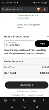 Houston Dynamo FC coupon verification screenshot