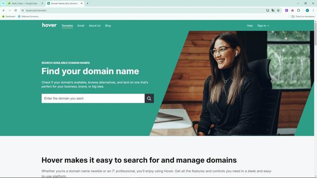 Hover checkout page showing Hover promo code box | Screenshot taken by SimplyCodes community member on Jul 25, 2024