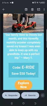 E-RIDE coupon verification screenshot