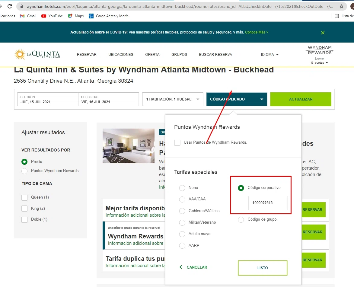 Howard Johnson checkout page showing Howard Johnson promo code box | Screenshot taken by SimplyCodes community member on Jul 15, 2021