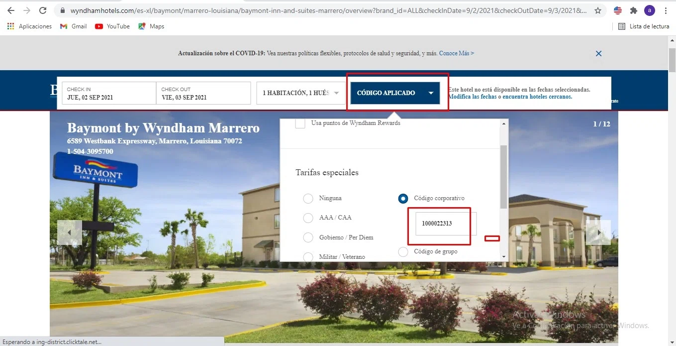 Howard Johnson checkout page showing Howard Johnson promo code box | Screenshot taken by SimplyCodes community member on Sep 2, 2021