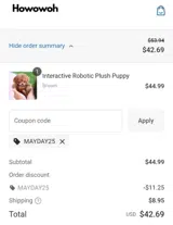 MAYDAY25 coupon verification screenshot
