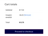 EMAIL25 coupon verification screenshot