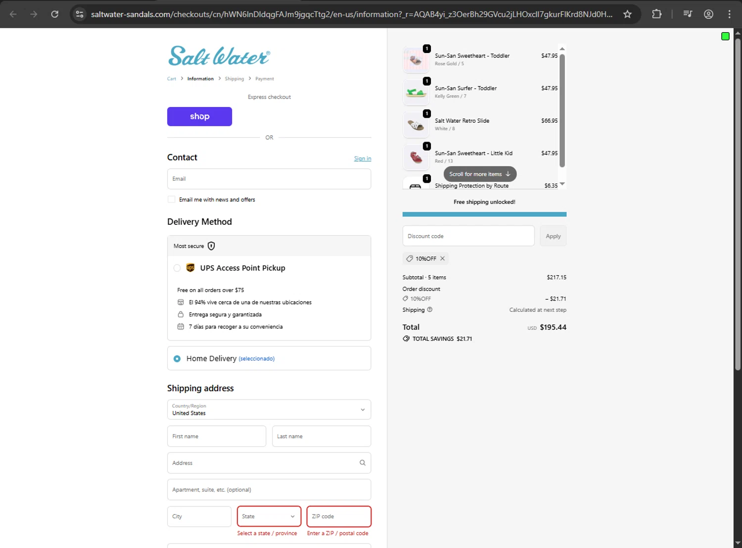 Hoy Shoe Company promo code screenshot showing code 10%OFF applied at Hoy Shoe Company checkout page. Uploaded by SimplyCodes community member yessy37 on Dec 23, 2025