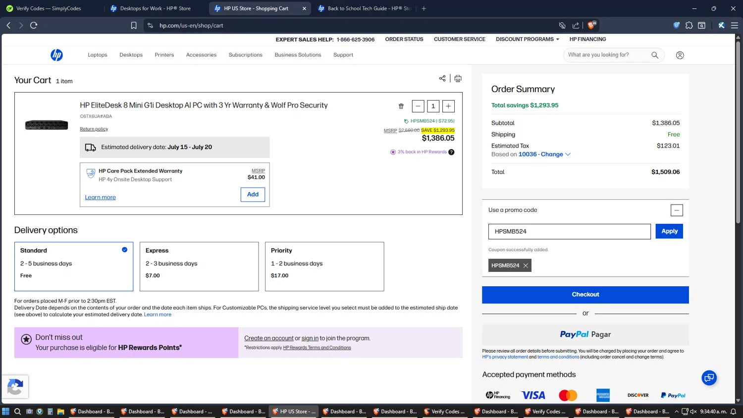 Verification screenshot for 5% Off Business Pcs at HP - 1d ago
