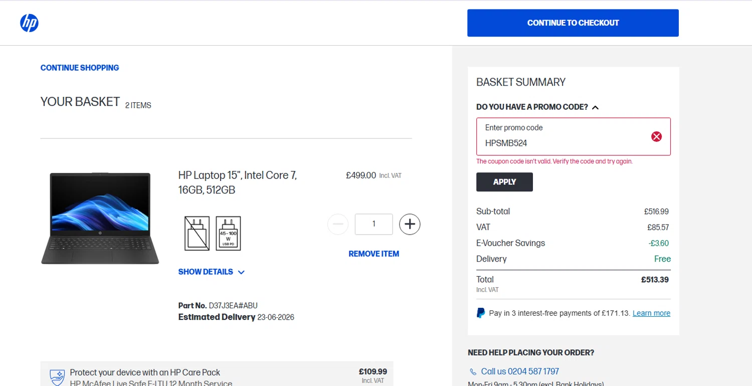 Verification screenshot for 5% Off Business Pcs at HP - 4d ago