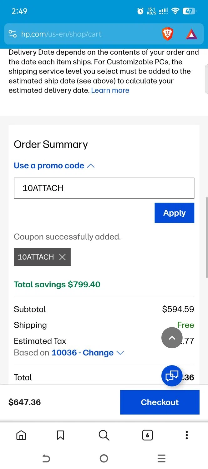 Verification screenshot for 10% Off Select Monitors at HP - 18d ago
