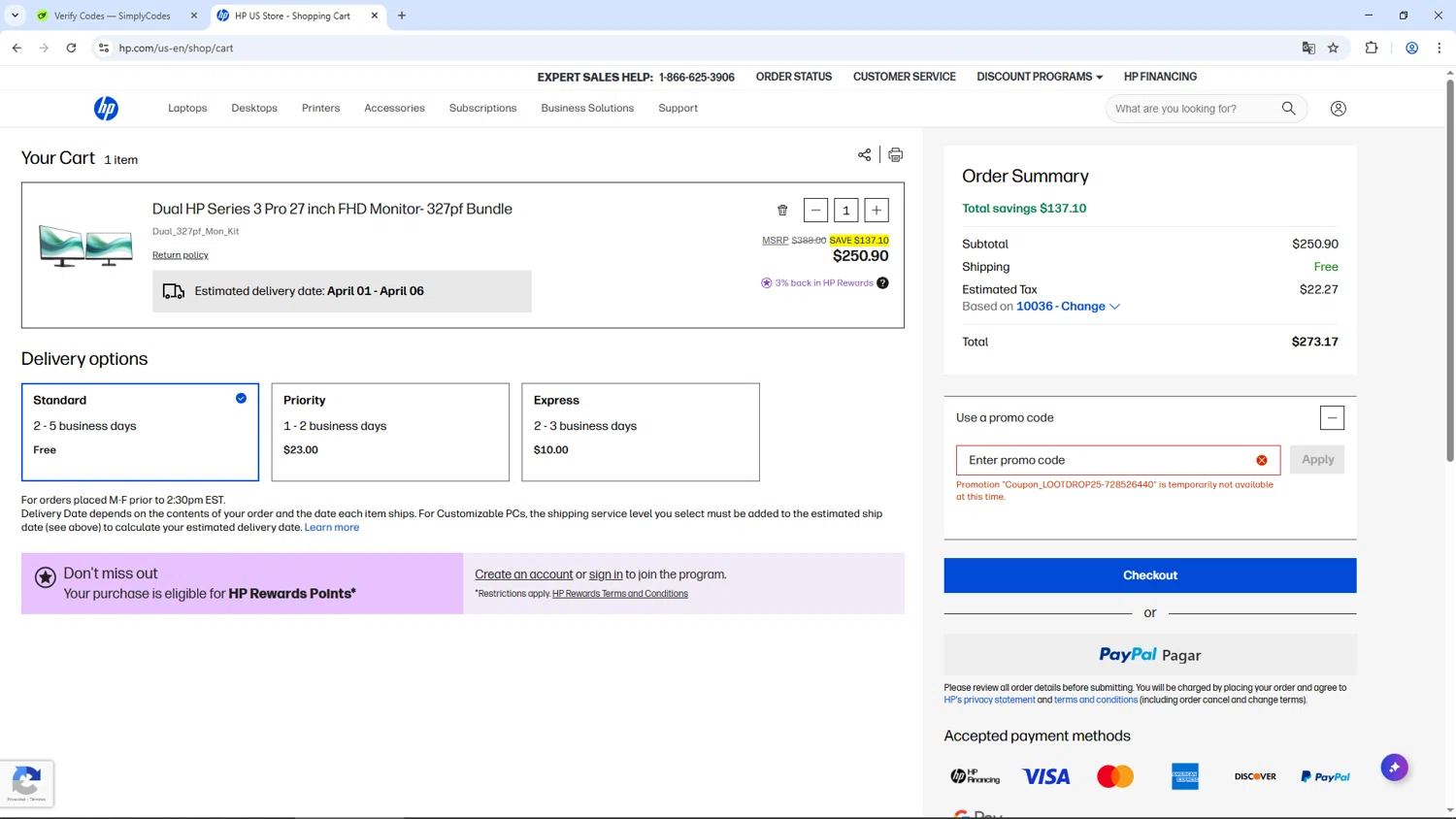Verification screenshot for 25% Off Eligible Gaming Pcs and Accessories at HP — 2mo ago