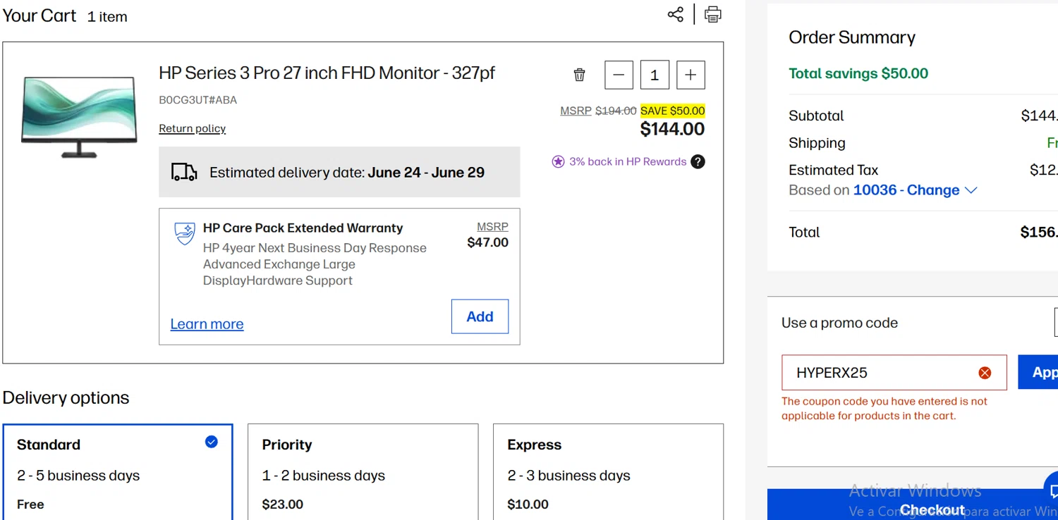 Verification screenshot for 25% Off Select Gaming Pcs And Hyperx Products (Members Only) at HP - 4d ago