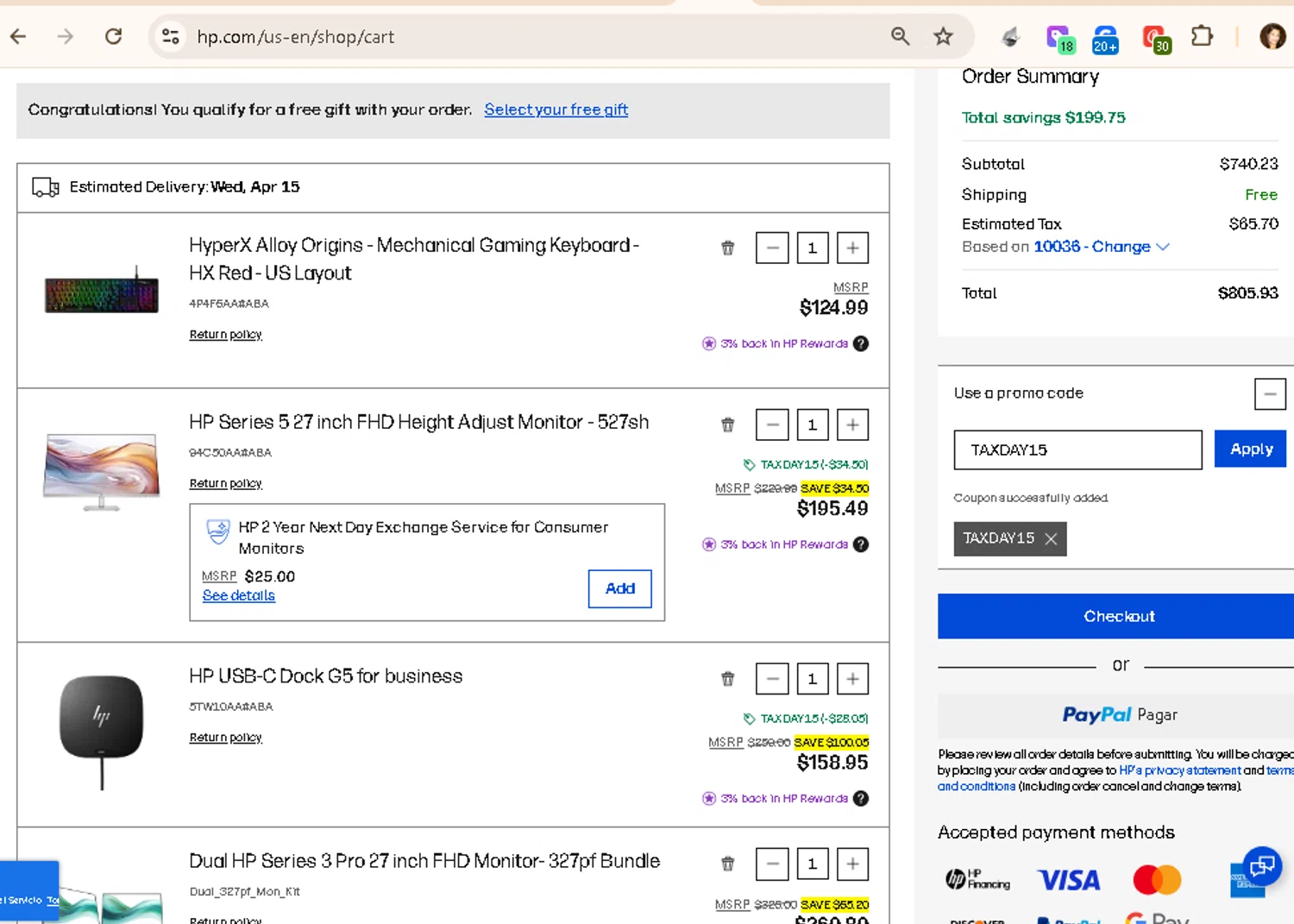 Verification screenshot for 15% Off Select Items at HP — 53d ago