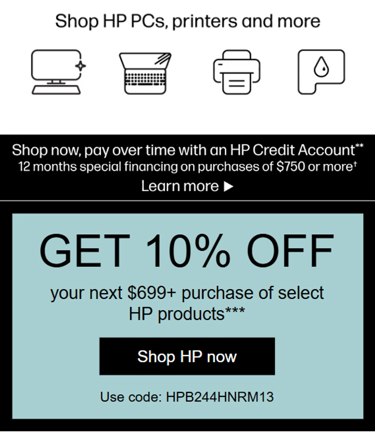 Verification screenshot for 10% Off Purchase of Select Hp Products at HP - 9d ago