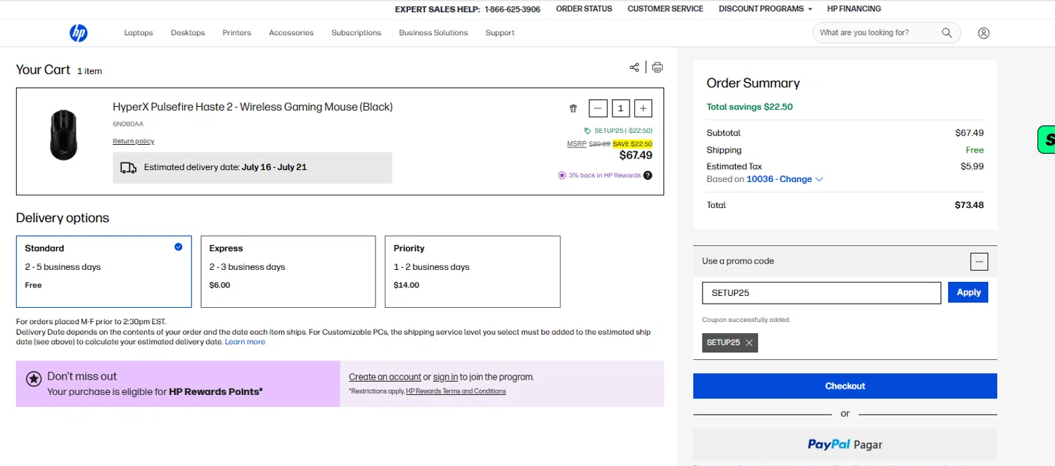Verification screenshot for 25% Off Gaming Accessories and Monitors at HP - 1d ago