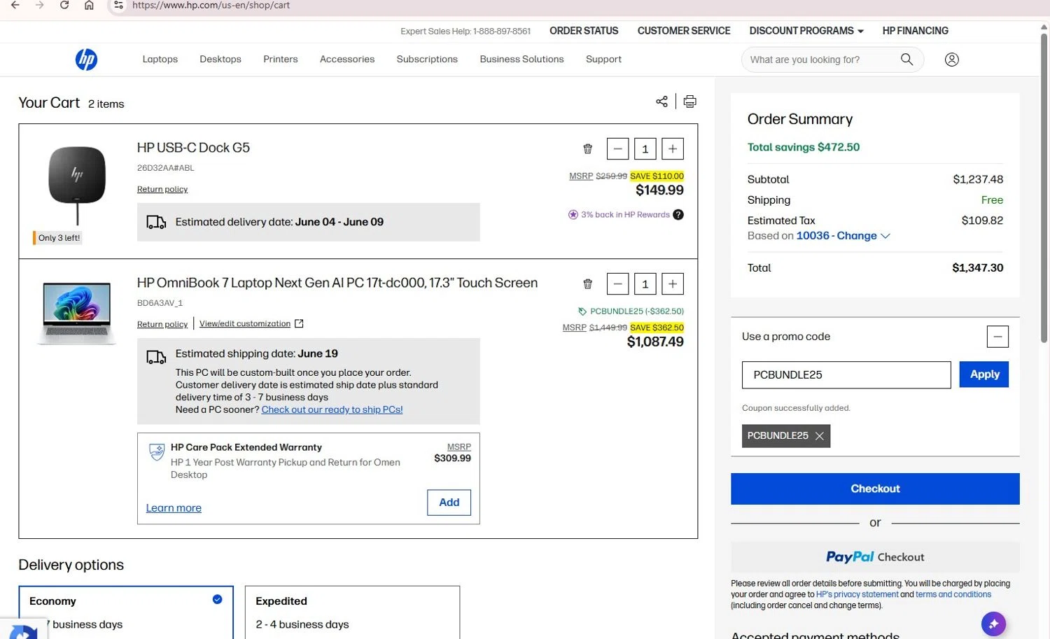 Verification screenshot for 25% Off Elect Pcs When You Bundle With Select Accessories (Minimum Order: $39) at HP — 2d ago