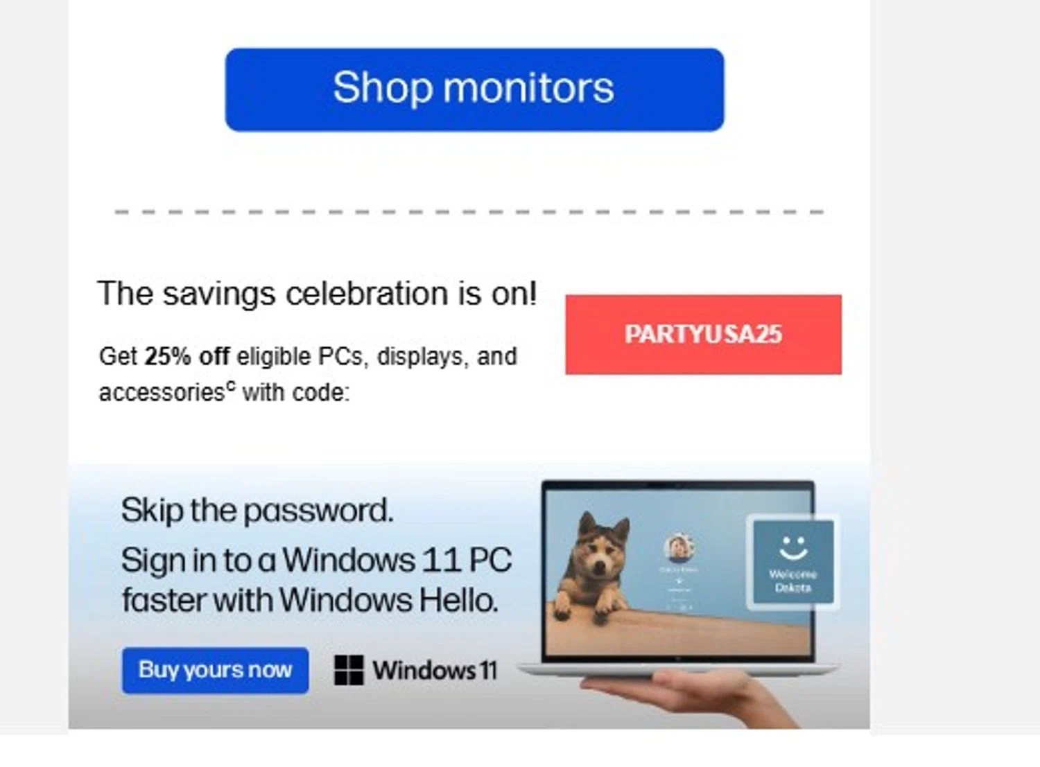 Verification screenshot for 25% Off Eligible Pcs Displays And Accessories at HP - 1d ago