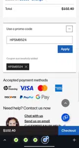 HP All-In Plan coupon verification screenshot