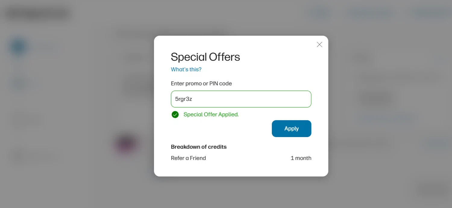 HP Instant Ink promo code screenshot showing code 5rgr3z applied at HP Instant Ink checkout page. Uploaded by SimplyCodes community member SimplyCVerlie on Jan 31, 2025