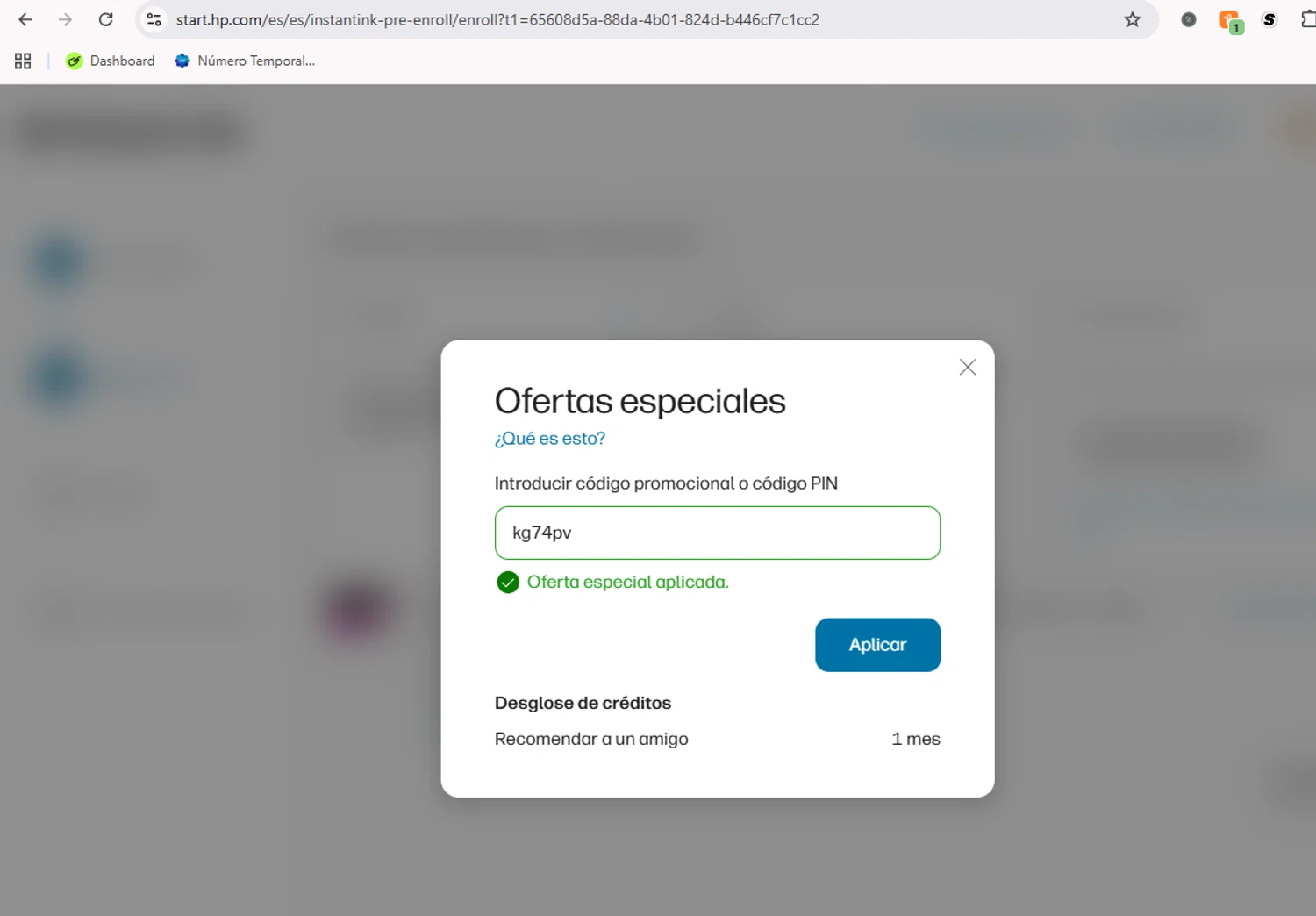 HP Instant Ink promo code screenshot showing code kg74pv applied at HP Instant Ink checkout page. Uploaded by SimplyCodes community member MordeKaiser on Nov 16, 2025